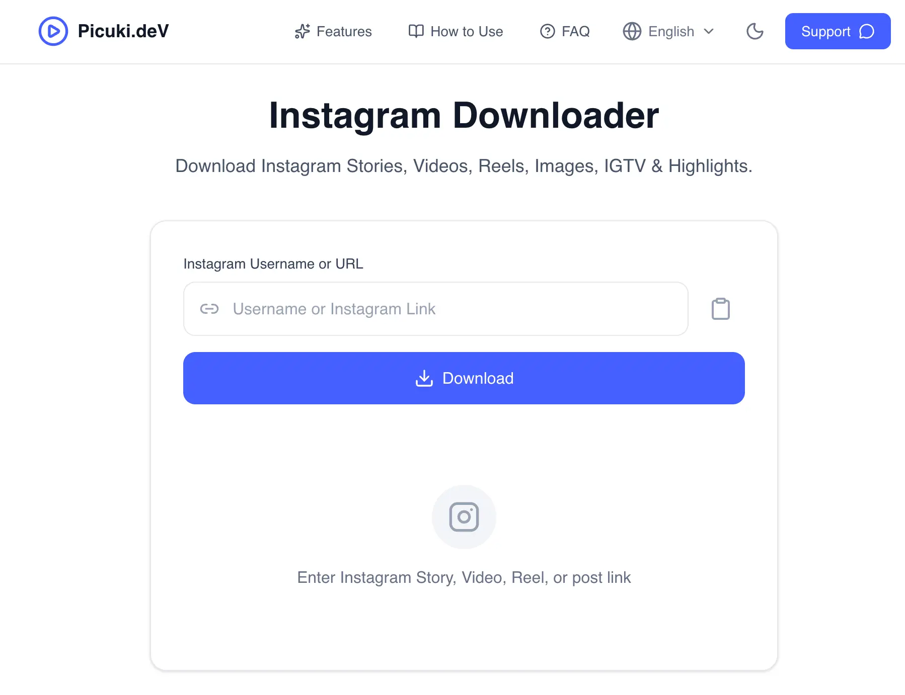 picuki instagram story video images and reel downloader